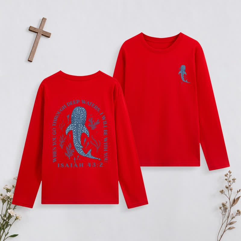 Christianartworkshop Deep Waters Isaiah 43:2 Ocean Graphic Long-Sleeve T-Shirt - Orange - 4XL - image 31