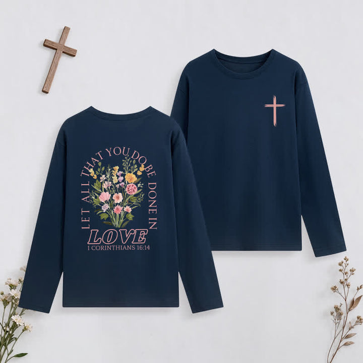 Christianartworkshop Let All That You Do Be Done In Love Long-Sleeve T-Shirt - Navy Blue - 4XL - image 19
