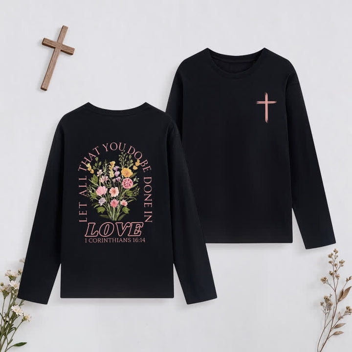 Christianartworkshop Let All That You Do Be Done In Love Long-Sleeve T-Shirt - Black - 4XL - image 16