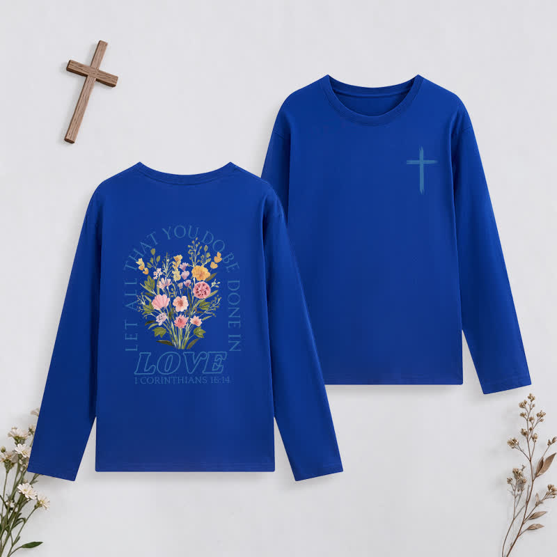Christianartworkshop Let All That You Do Be Done In Love Long-Sleeve T-Shirt - Dark Blue - 4XL - image 37