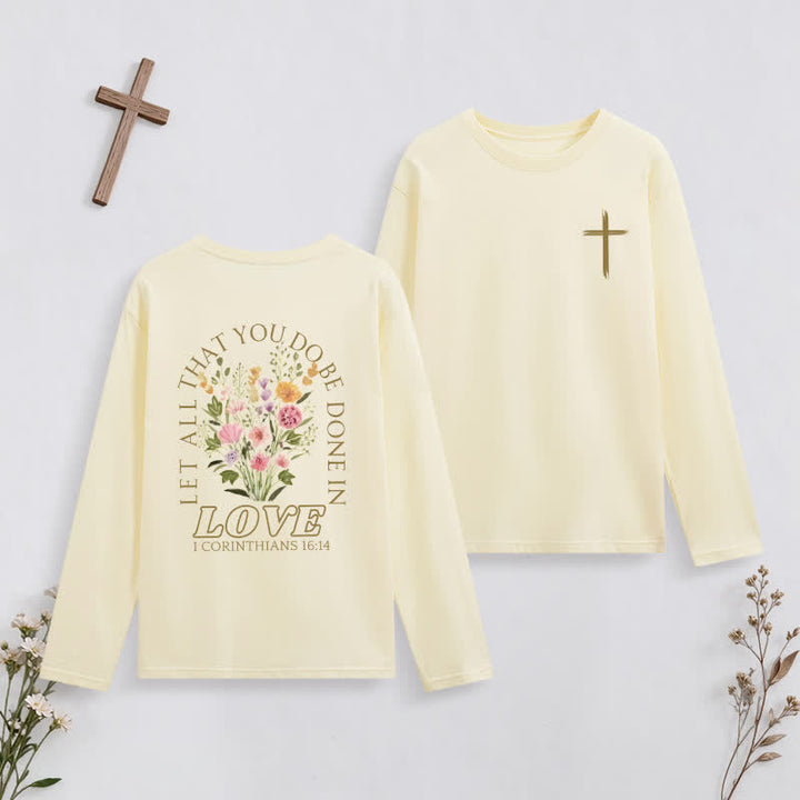Christianartworkshop Let All That You Do Be Done In Love Long-Sleeve T-Shirt - Yellow - 4XL - image 8