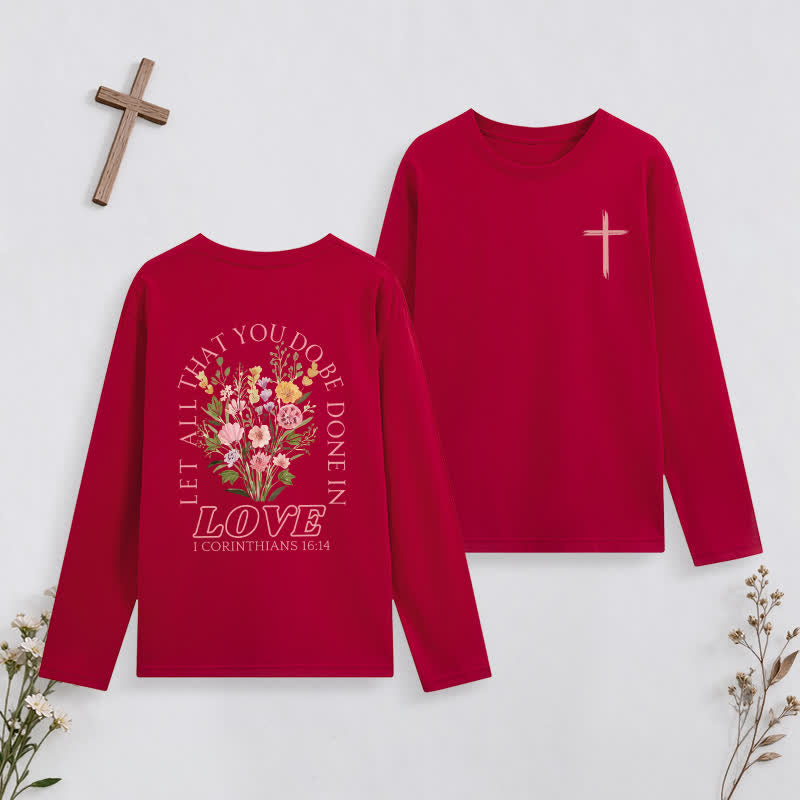 Christianartworkshop Let All That You Do Be Done In Love Long-Sleeve T-Shirt - Red - 4XL - image 34