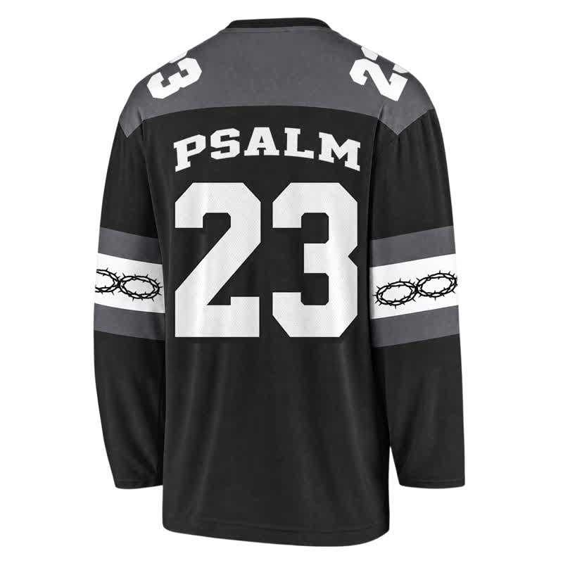 Christianartworkshop Psalm 23 Thorn Crown Black Vintage Hockey Jersey - image 1
