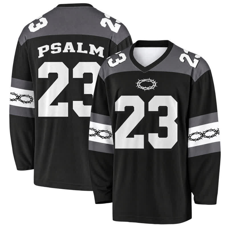 Christianartworkshop Psalm 23 Thorn Crown Black Vintage Hockey Jersey - 5XL - image 0