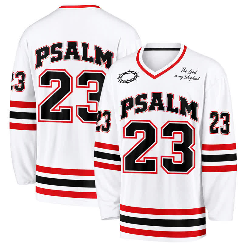 Christianartworkshop Psalm 23 Shepherd Verse Vintage White Hockey Jersey - 5XL - image 0