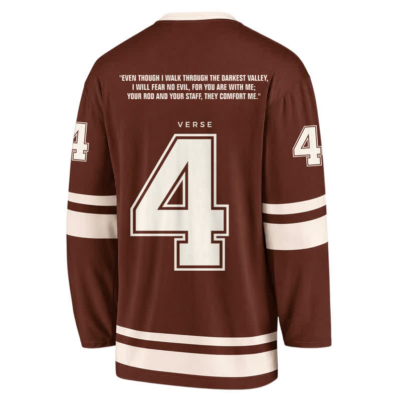 Christianartworkshop Psalm 4 Vintage Brown Long Sleeve Hockey Jersey - image 1