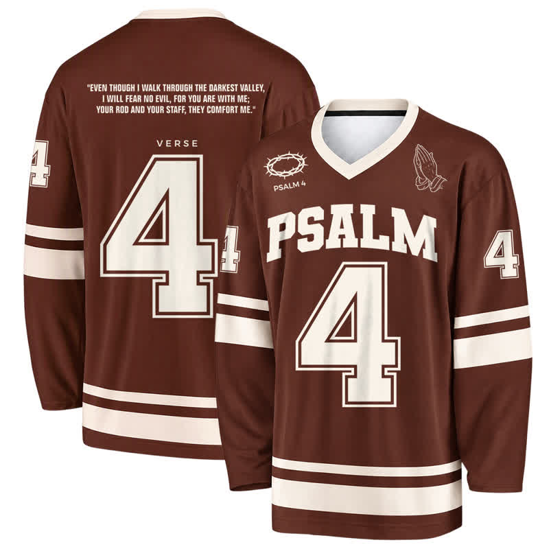 Christianartworkshop Psalm 4 Vintage Brown Long Sleeve Hockey Jersey - 5XL - image 0