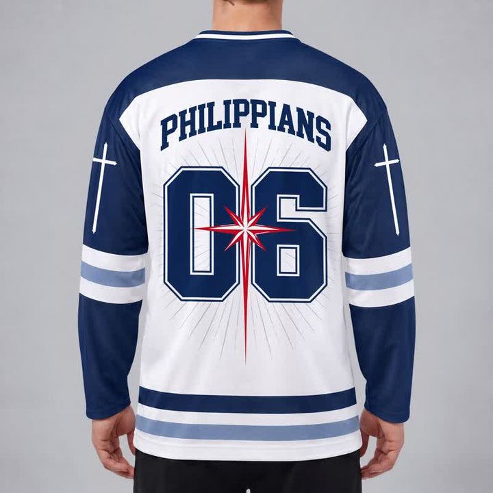 Christianartworkshop Love Never Fails Angel Wings Navy Hockey Jersey - image 3