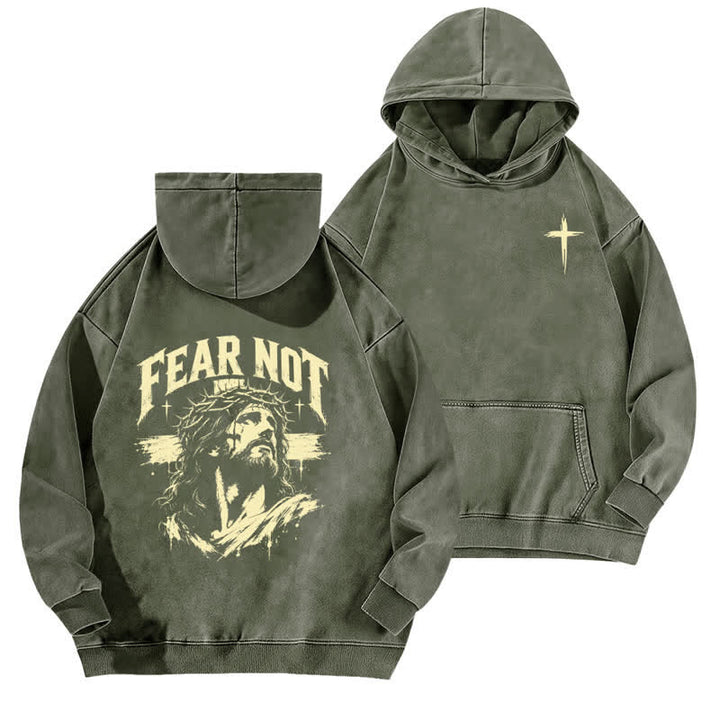 Christianartworkshop Fear Not Crown Portrait Street Washed Hoodie - Army Green - 5XL - image 9