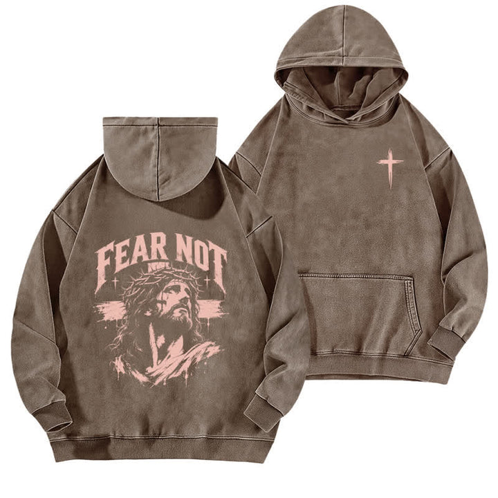 Christianartworkshop Fear Not Crown Portrait Street Washed Hoodie - Coffee - 5XL - image 12