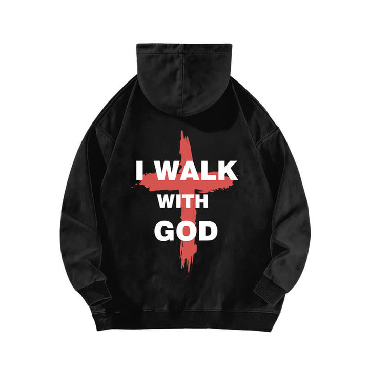 Christianartworkshop I Walk With God Cross Graphic Washed Hoodie - image 1