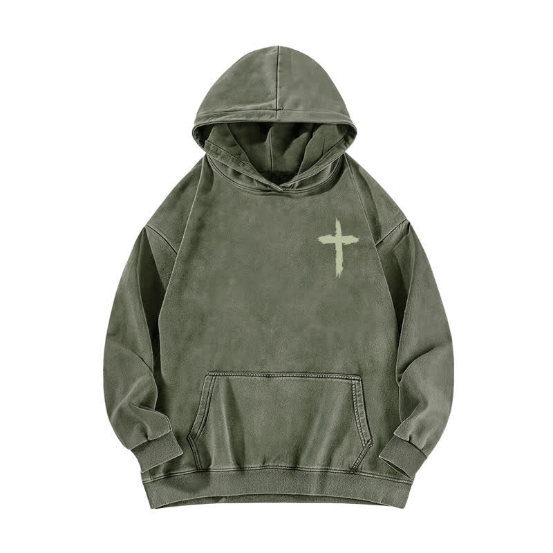 Christianartworkshop I Walk With God Cross Graphic Washed Hoodie - image 14