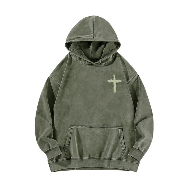 Christianartworkshop I Walk With God Cross Graphic Washed Hoodie - image 14