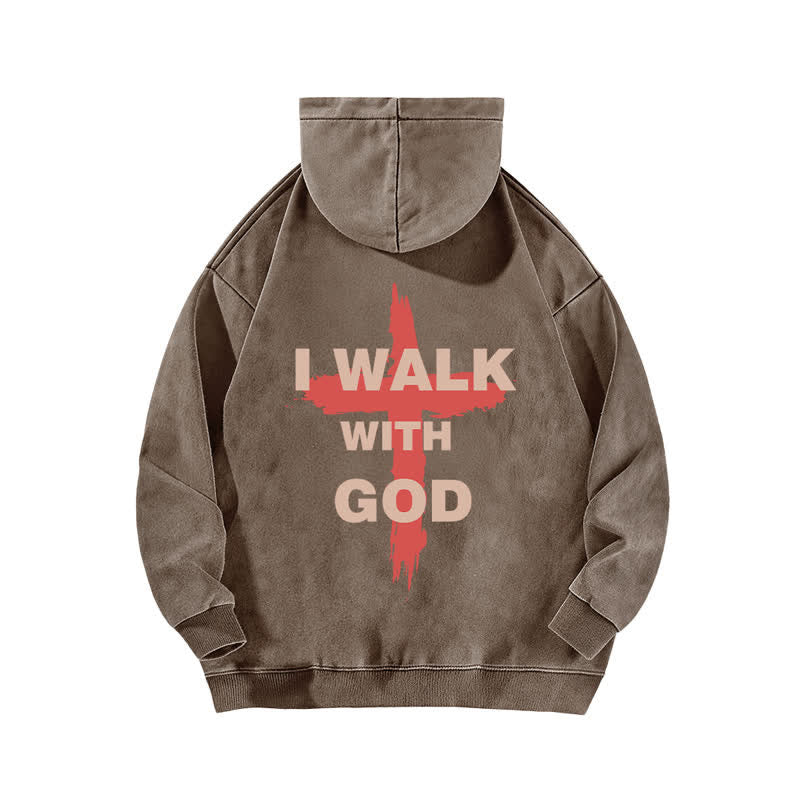 Christianartworkshop I Walk With God Cross Graphic Washed Hoodie - image 10