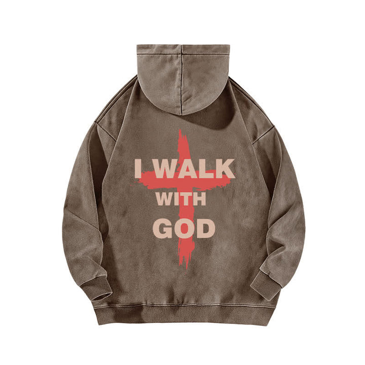 Christianartworkshop I Walk With God Cross Graphic Washed Hoodie - image 10