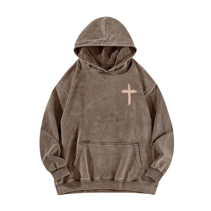 Christianartworkshop I Walk With God Cross Graphic Washed Hoodie - image 11