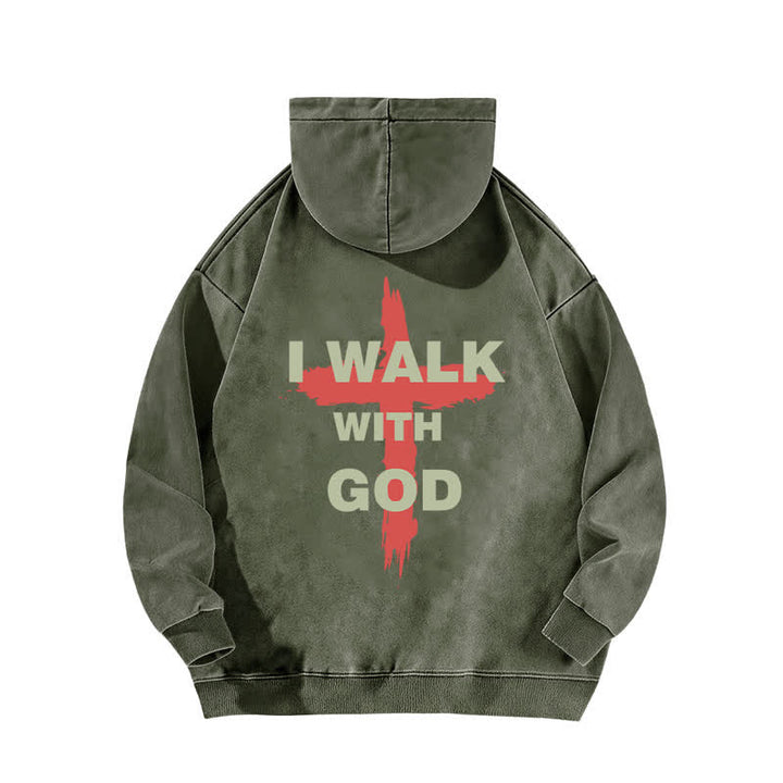 Christianartworkshop I Walk With God Cross Graphic Washed Hoodie - image 13