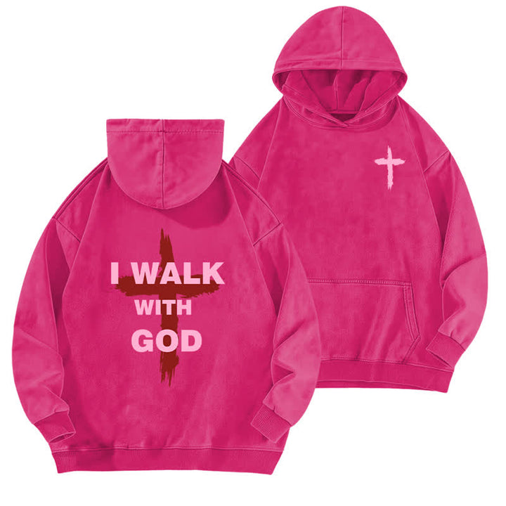 Christianartworkshop I Walk With God Cross Graphic Washed Hoodie - Rose - 5XL - image 15