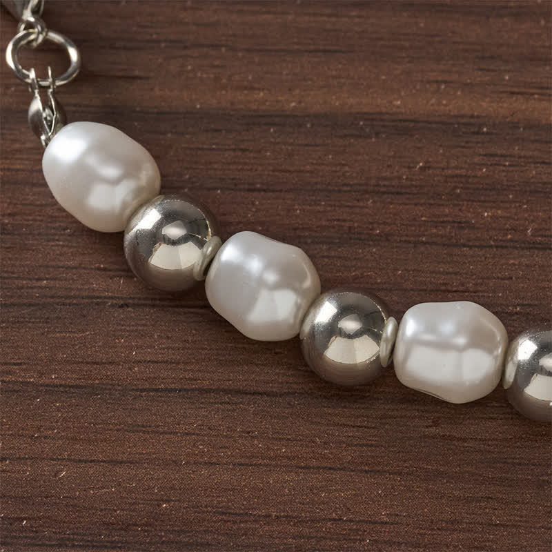 Christianartworkshop Imitation Pearl Beaded Alloy Necklace With Crystal Inlaid Cross - image 4