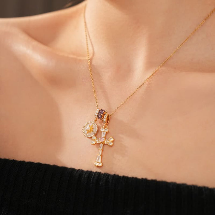 FREE Today: Dual-Charm North Star & Jeweled Cross Copper Necklace - image 2