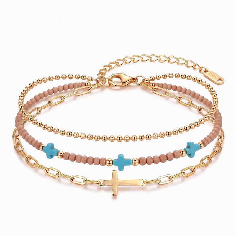 Christianartworkshop Multi-Layer Stainless Steel Beaded Cross Bracelet - Cross B - image 3