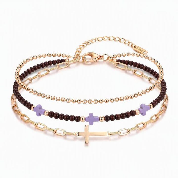 Christianartworkshop Multi-Layer Stainless Steel Beaded Cross Bracelet - Cross D - image 5