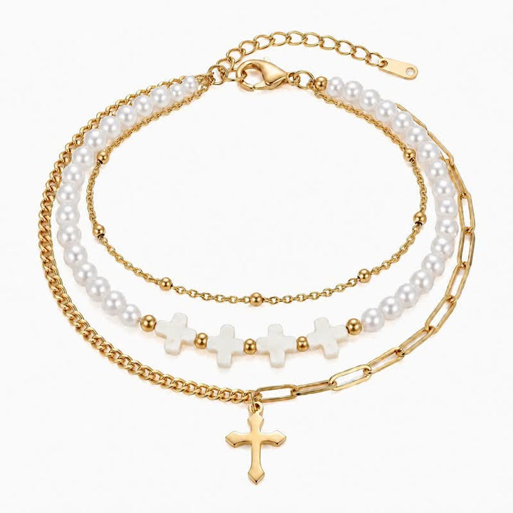 Christianartworkshop Multi-Layer Stainless Steel Beaded Cross Bracelet - Cross G - image 9