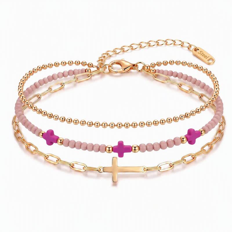 Christianartworkshop Multi-Layer Stainless Steel Beaded Cross Bracelet - Cross C - image 4
