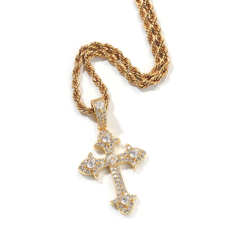 Christianartworkshop Vintage Flared Cross Rope Chain Necklace: Token of Timeless Celestial Mercy - image 1