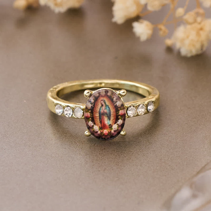 FREE Today: Vintage Oval Our Lady Crystal Accent Alloy Ring - US 10 - image 0