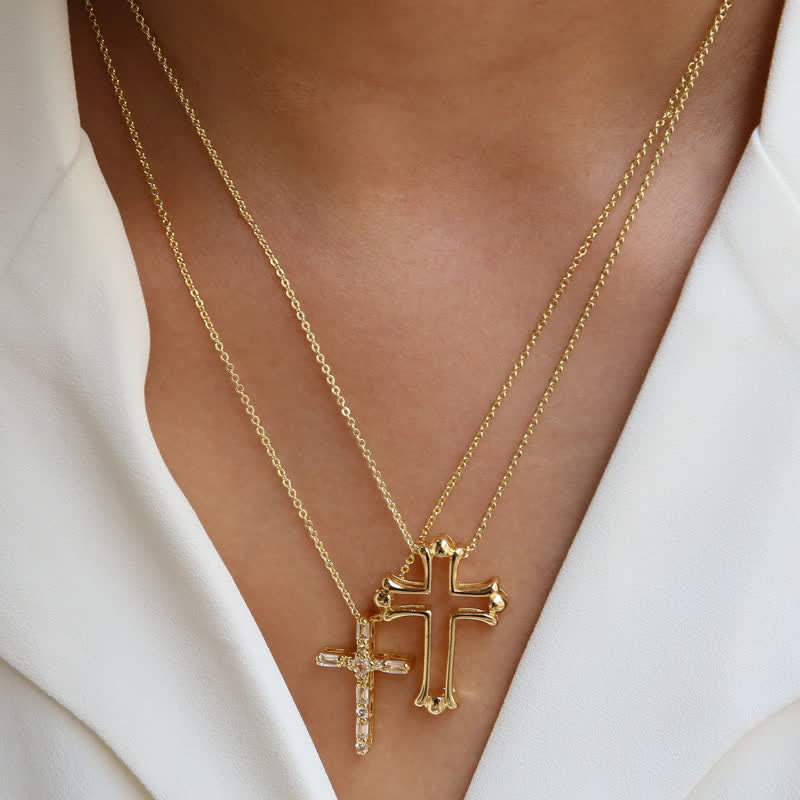 Christianartworkshop Lustrous Polished Brass Cross Pendant Necklace: Symbol of Unfailing Mercy - image 1