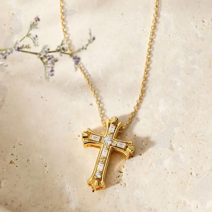 Christianartworkshop Lustrous Polished Brass Cross Pendant Necklace: Symbol of Unfailing Mercy - Cross A - image 0