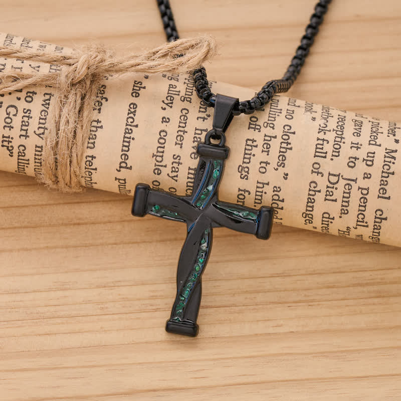 Christianartworkshop Curved Intertwined Zinc Alloy Cross Pendant: Symbol of Timeless Sacred Unity - Malachite Cross - image 8
