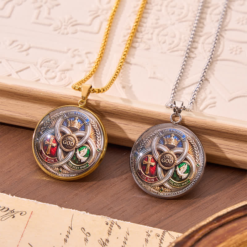 Christianartworkshop Vintage 2D Flat Trinity Symbol Stainless Steel Pendant Necklace - image 0