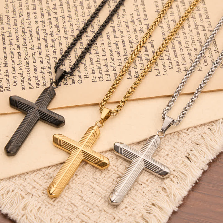 Christianartworkshop Linear Engraved Titanium Cross Pendant: Keepsake of Sincere Devoted Remembrance - image 3