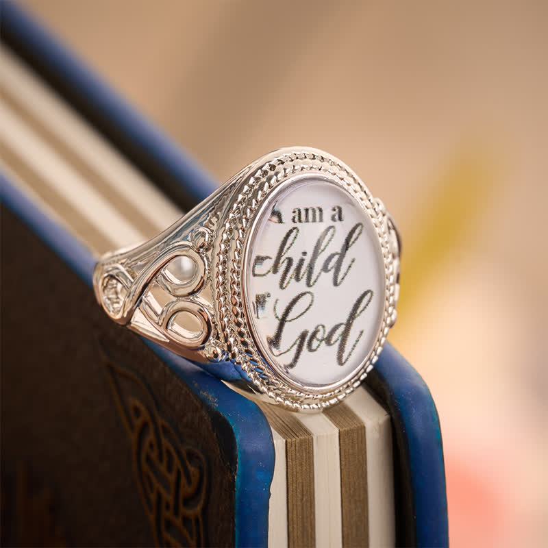 Christianartworkshop Ornate Filigree I Am A Child Of God Statement Copper Ring - image 3