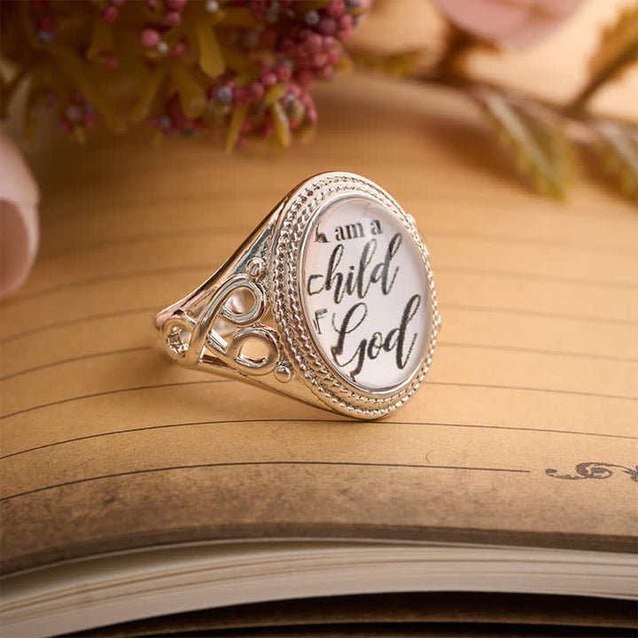 Christianartworkshop Ornate Filigree I Am A Child Of God Statement Copper Ring - image 2