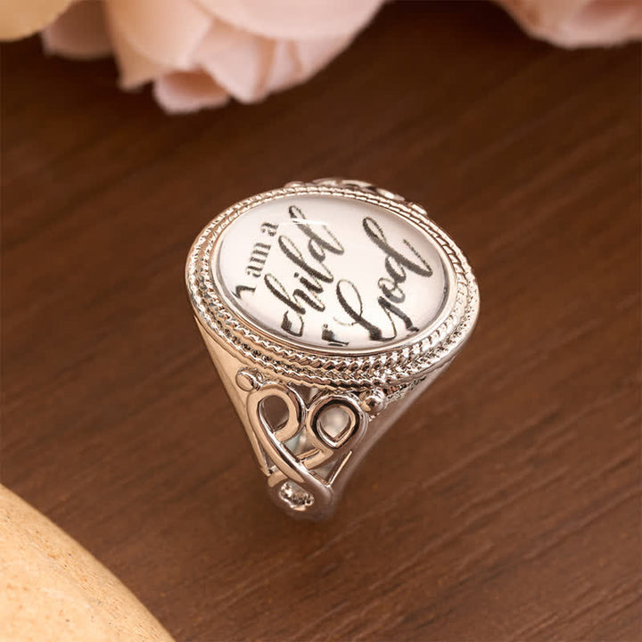 Christianartworkshop Ornate Filigree I Am A Child Of God Statement Copper Ring - image 4
