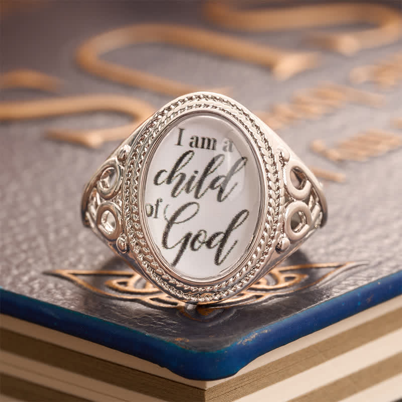 Christianartworkshop Ornate Filigree I Am A Child Of God Statement Copper Ring - US 10 - image 0
