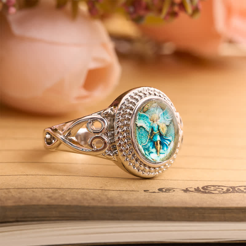 Christianartworkshop Ornate Wreath Saint Michael Archangel Alloy Signet Ring - image 1