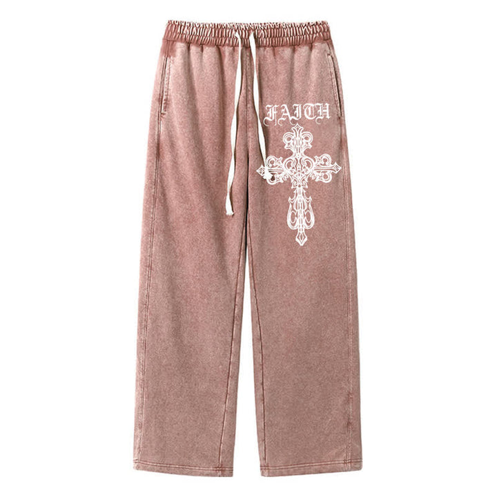 Christianartworkshop Walk By Faith Gothic Cross Black Washed Sweatpants - Brown - 2XL - image 34