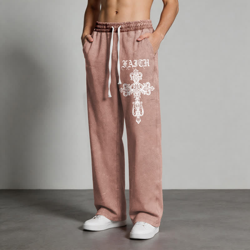 Christianartworkshop Walk By Faith Gothic Cross Black Washed Sweatpants - image 38