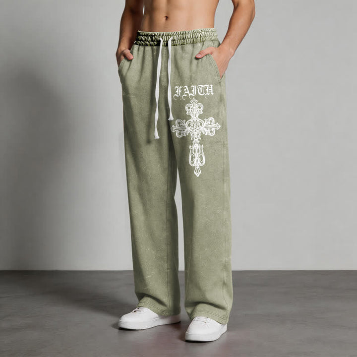 Christianartworkshop Walk By Faith Gothic Cross Black Washed Sweatpants - image 30