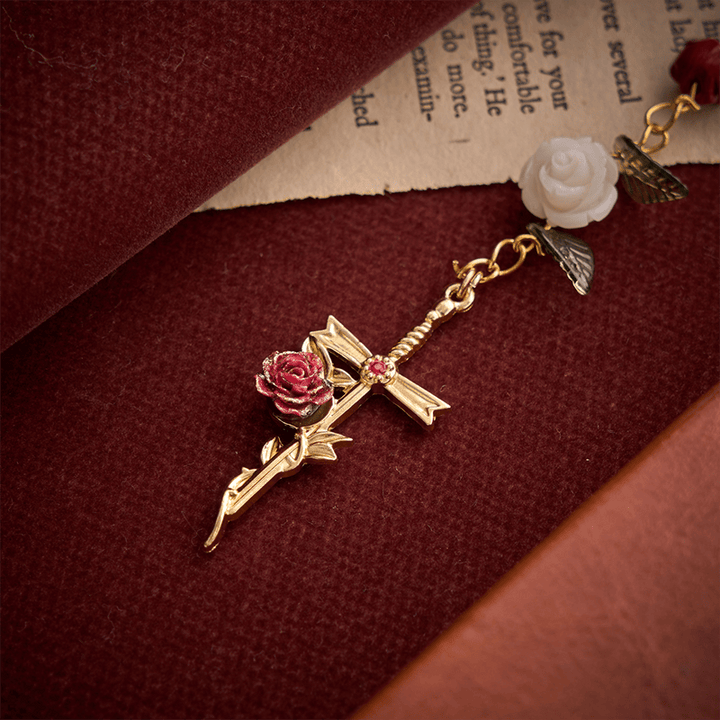 Christianartworkshop Crimson Rose Prayer Rosary With Holy Spirit Heart Medal & Rose Cross - image 8
