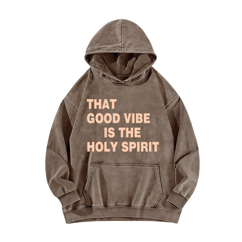 Christianartworkshop Holy Spirit Good Vibe Vintage Washed Fleece Hoodie - Coffee - 5XL - image 0