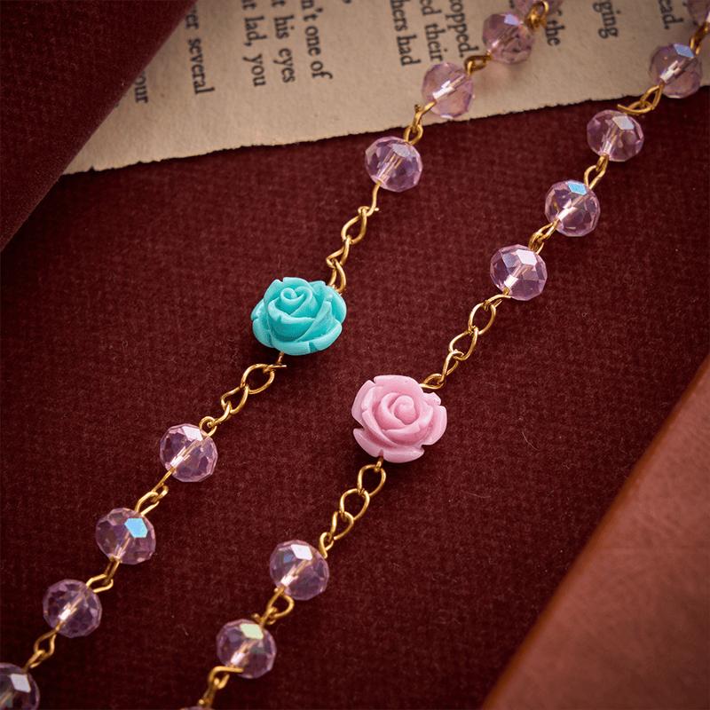 Christianartworkshop Translucent Blush Faceted Rose Rosary With Our Lady of Guadalupe Medal & Jeweled Cross - image 6