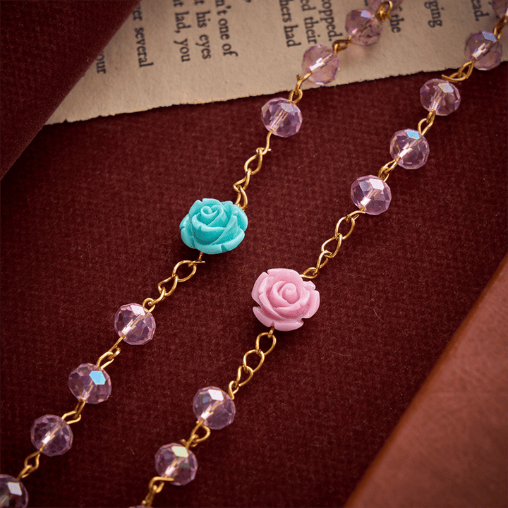 Christianartworkshop Translucent Blush Faceted Rose Rosary With Our Lady of Guadalupe Medal & Jeweled Cross - image 6