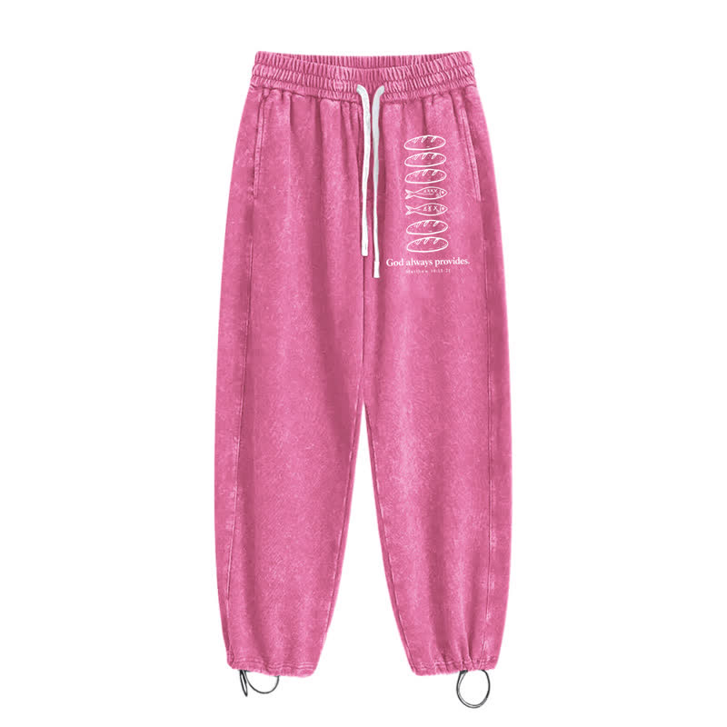 Christianartworkshop God Always Provides Fish Graphic Washed Sweatpants - image 10