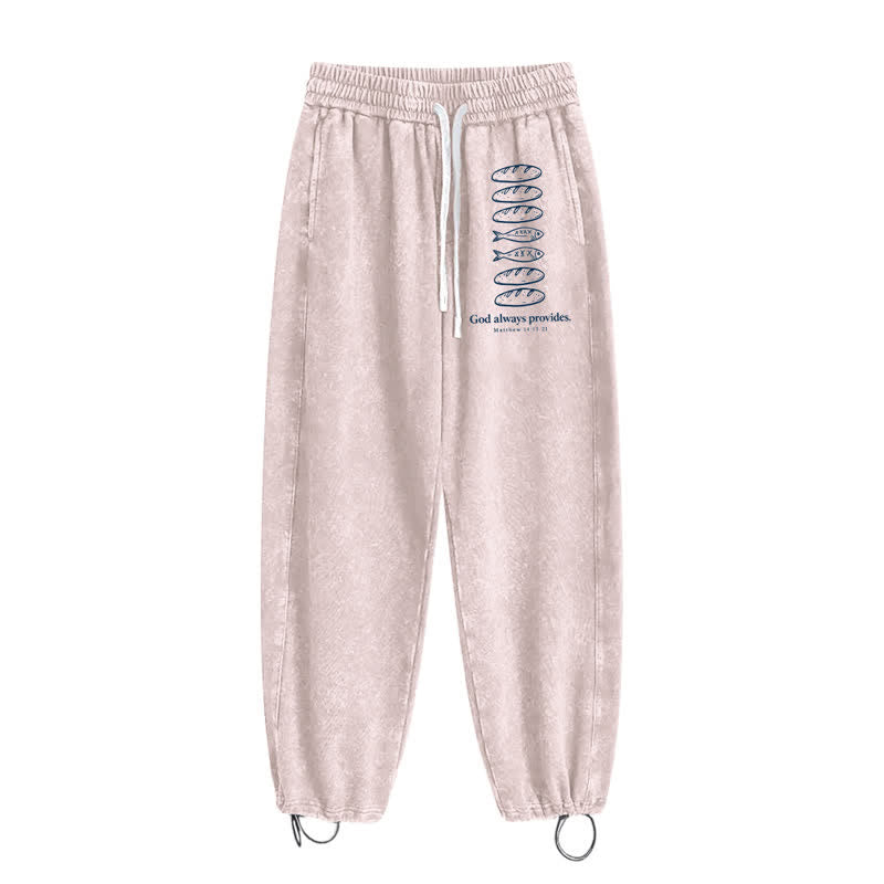 Christianartworkshop God Always Provides Fish Graphic Washed Sweatpants - image 34