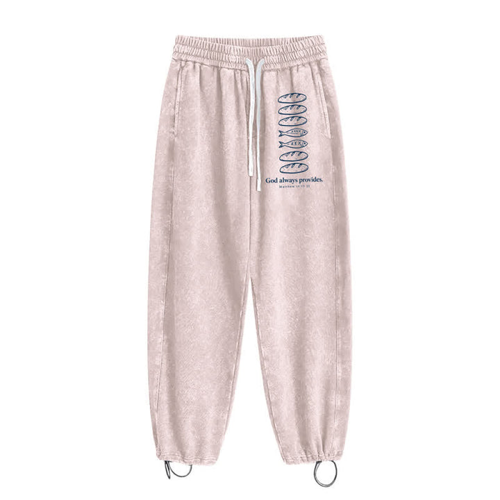 Christianartworkshop God Always Provides Fish Graphic Washed Sweatpants - image 34